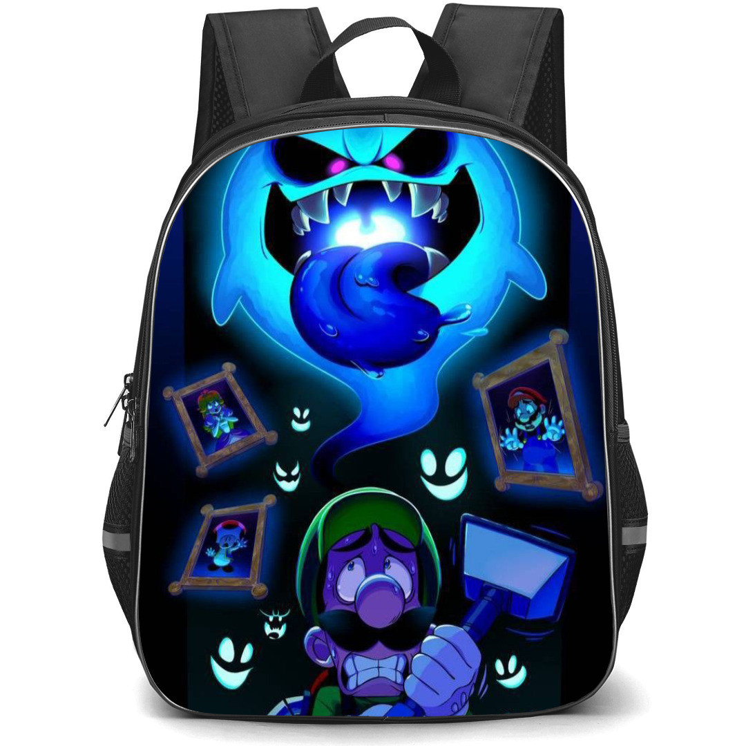 Luigi's Mansion Backpack StudentPack - Luigi & King Boo Scared Ghosts Background