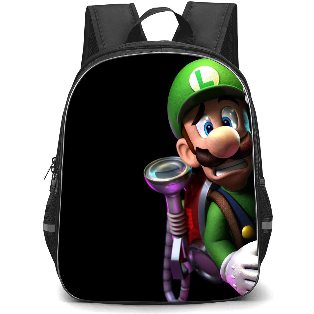 Luigi's Mansion Backpack StudentPack - Luigi Scared 3D Art Black Background