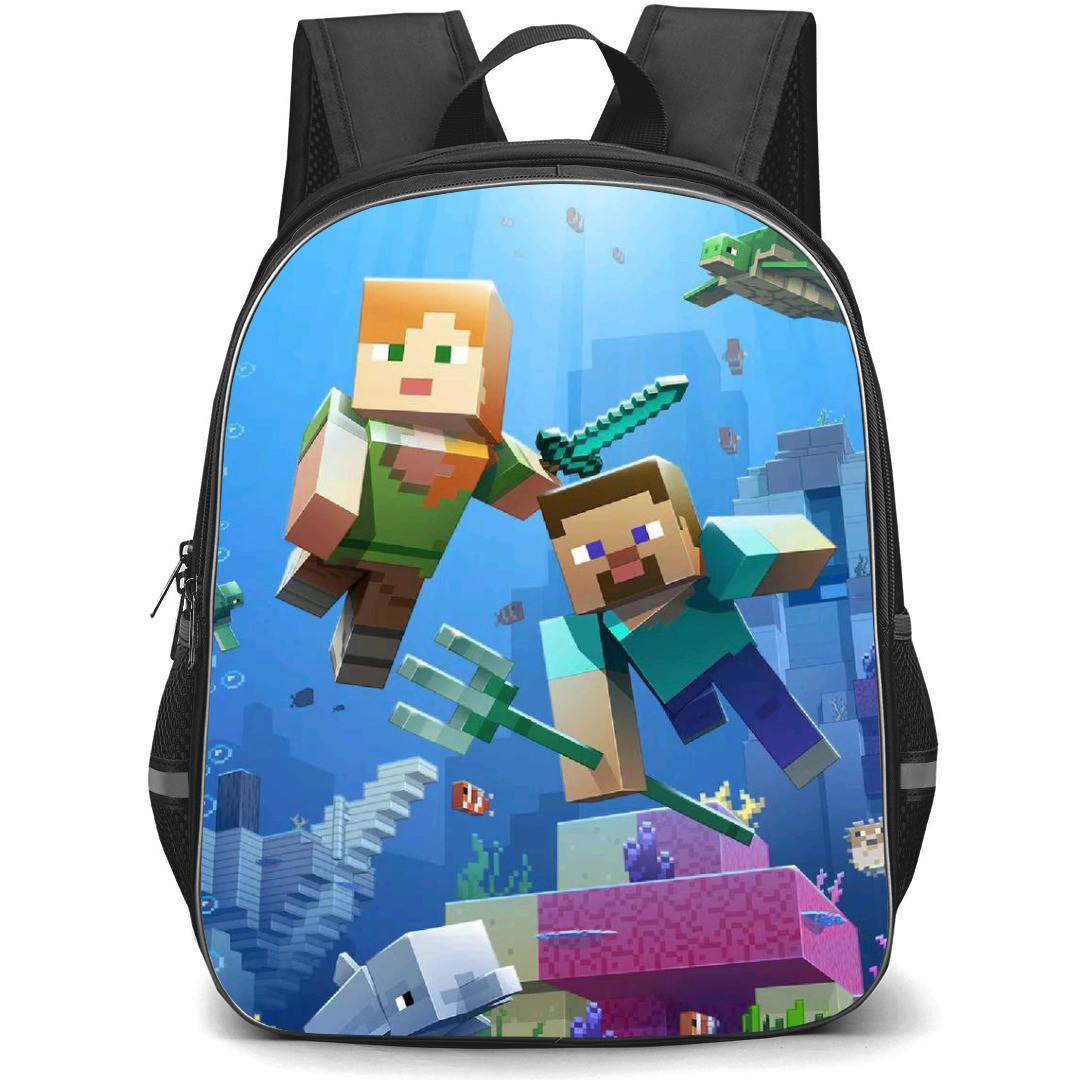 Minecraft Backpack StudentPack - Alex And Steve Swimming