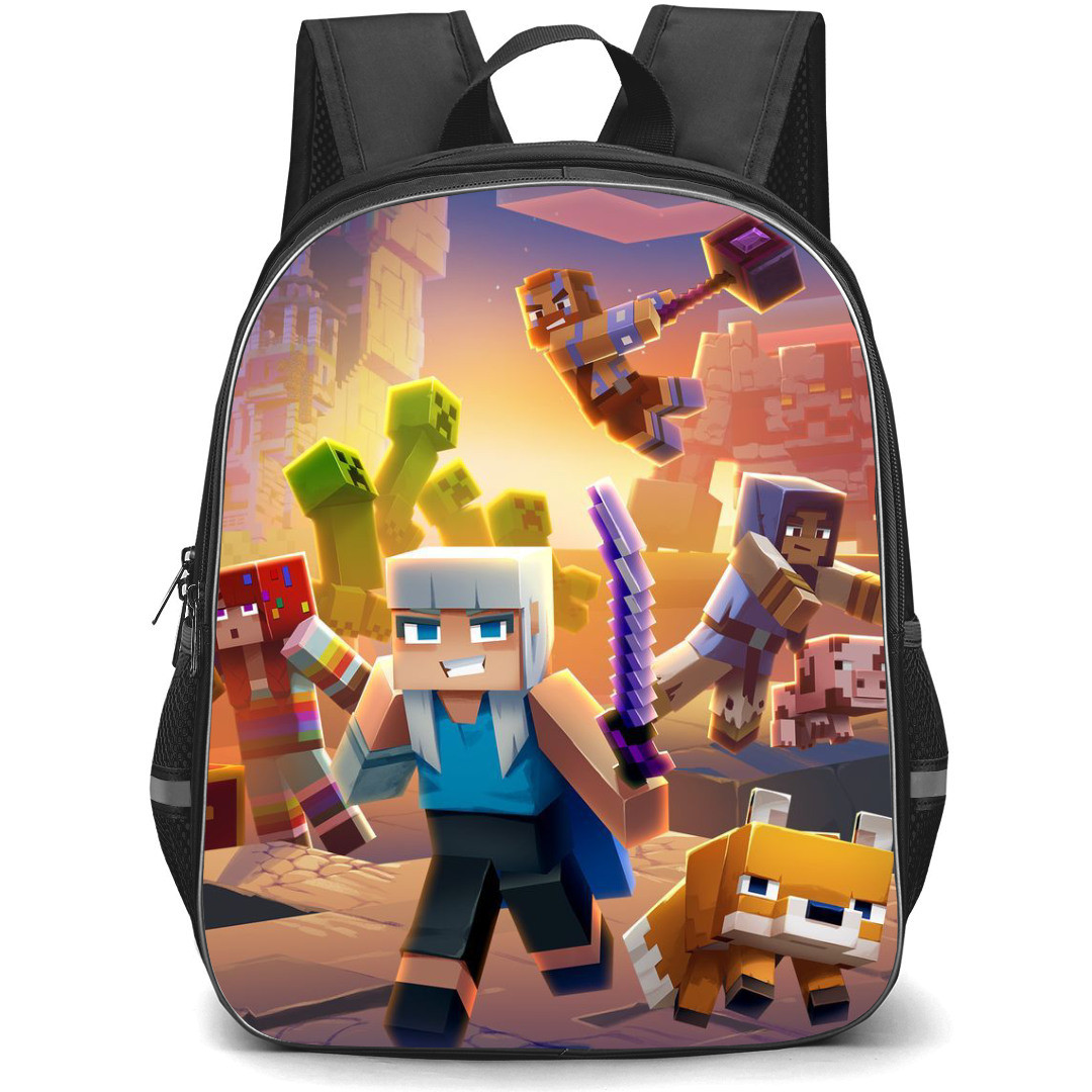 Minecraft Backpack StudentPack - Characters Fighting Poster