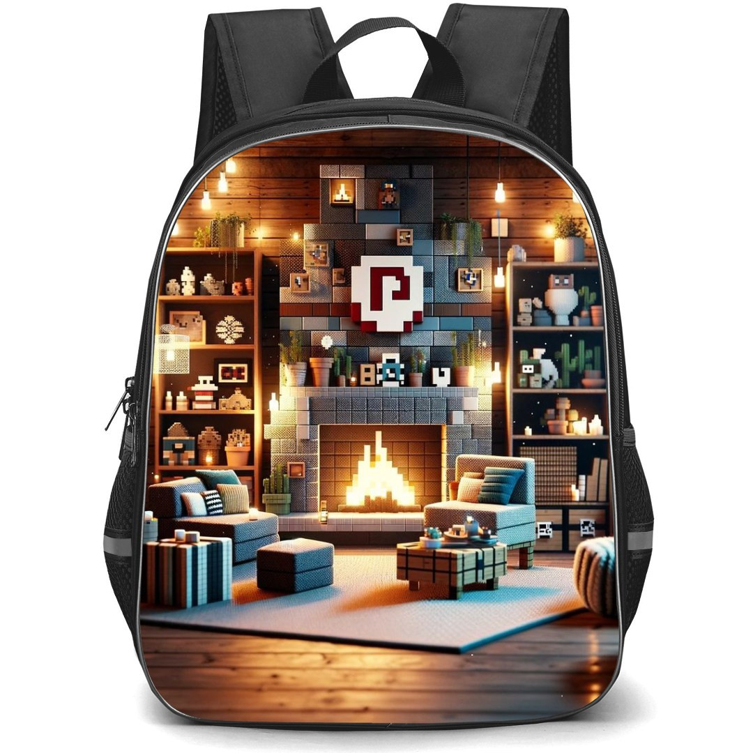 Minecraft Backpack StudentPack - Minecraft Cozy Fireplace 3d Art