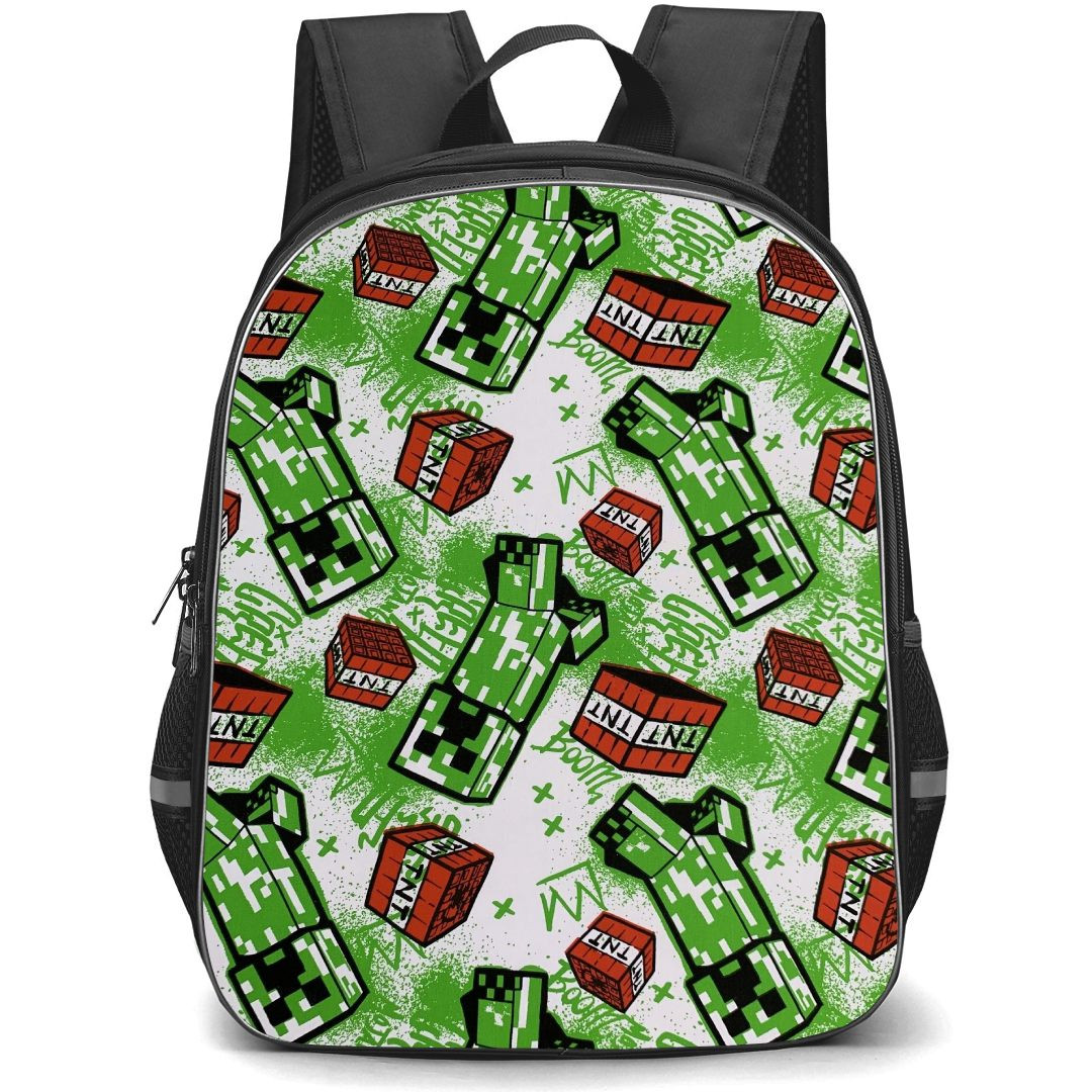 Minecraft Creeper Backpack StudentPack - Creeper TNT Falling Pattern