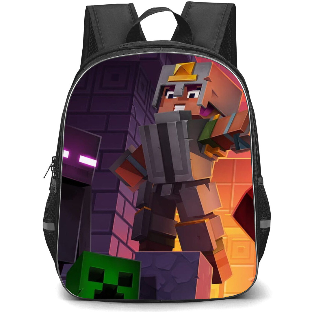 Minecraft Backpack StudentPack - Minecraft Dungeons Fighting Creeper