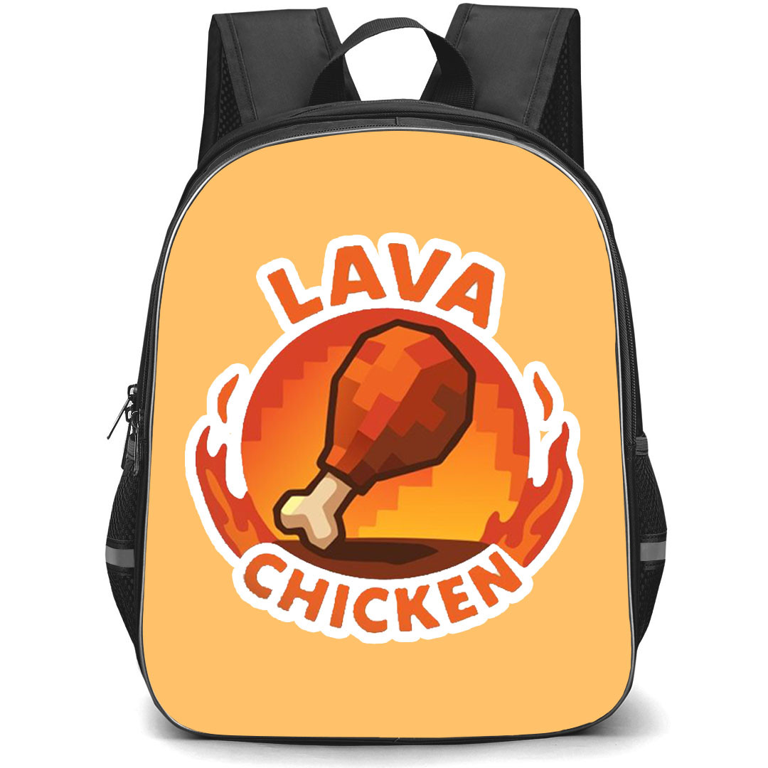 Minecraft Lava Chicken Backpack StudentPack - Minecraft Lava Chicken Drumstick Sticker On Orange Background