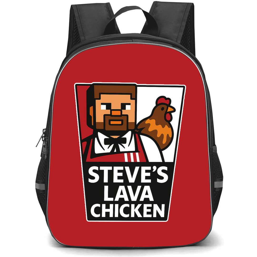 Minecraft Lava Chicken Backpack StudentPack - Minecraft Lava Chicken KFC Meme Sticker On Red Background