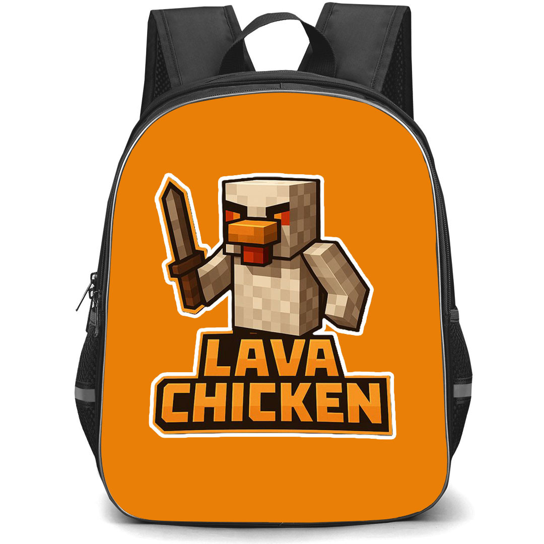 Minecraft Lava Chicken Backpack StudentPack - Minecraft Lava Chicken Sticker On Orange Background