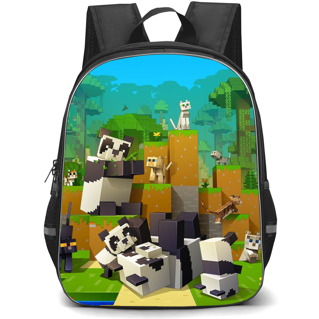 Minecraft Backpack StudentPack - Panda And Cat Eating Rolling