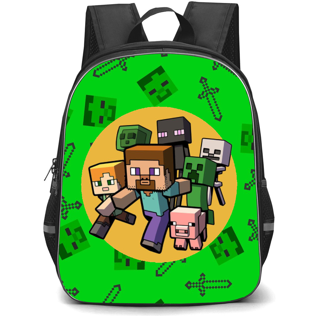 Minecraft Backpack StudentPack - Steve And Alex Mobs Fan Art Sticker