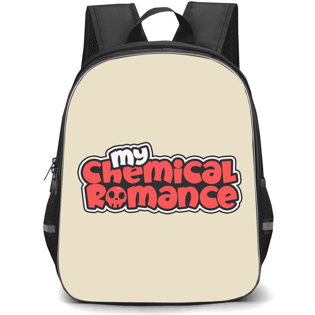 My Chemical Romance Backpack StudentPack - My Chemical Romance Cartoon Font Beige Background