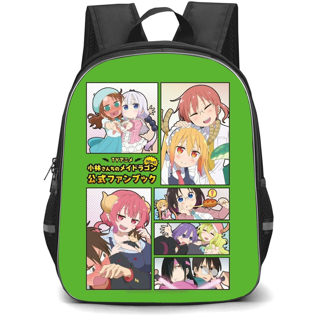 Miss Kobayashi's Dragon Maid Backpack School Bag StudentPack - Miss Kobayashi's Dragon Maid Characters Comic Art Collage Poster