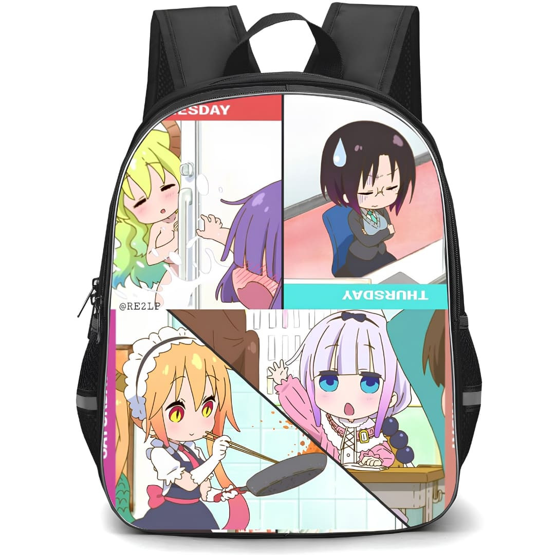 Miss Kobayashi's Dragon Maid Backpack School Bag StudentPack - Miss Kobayashi's Dragon Maid Characters Week Collage Poster