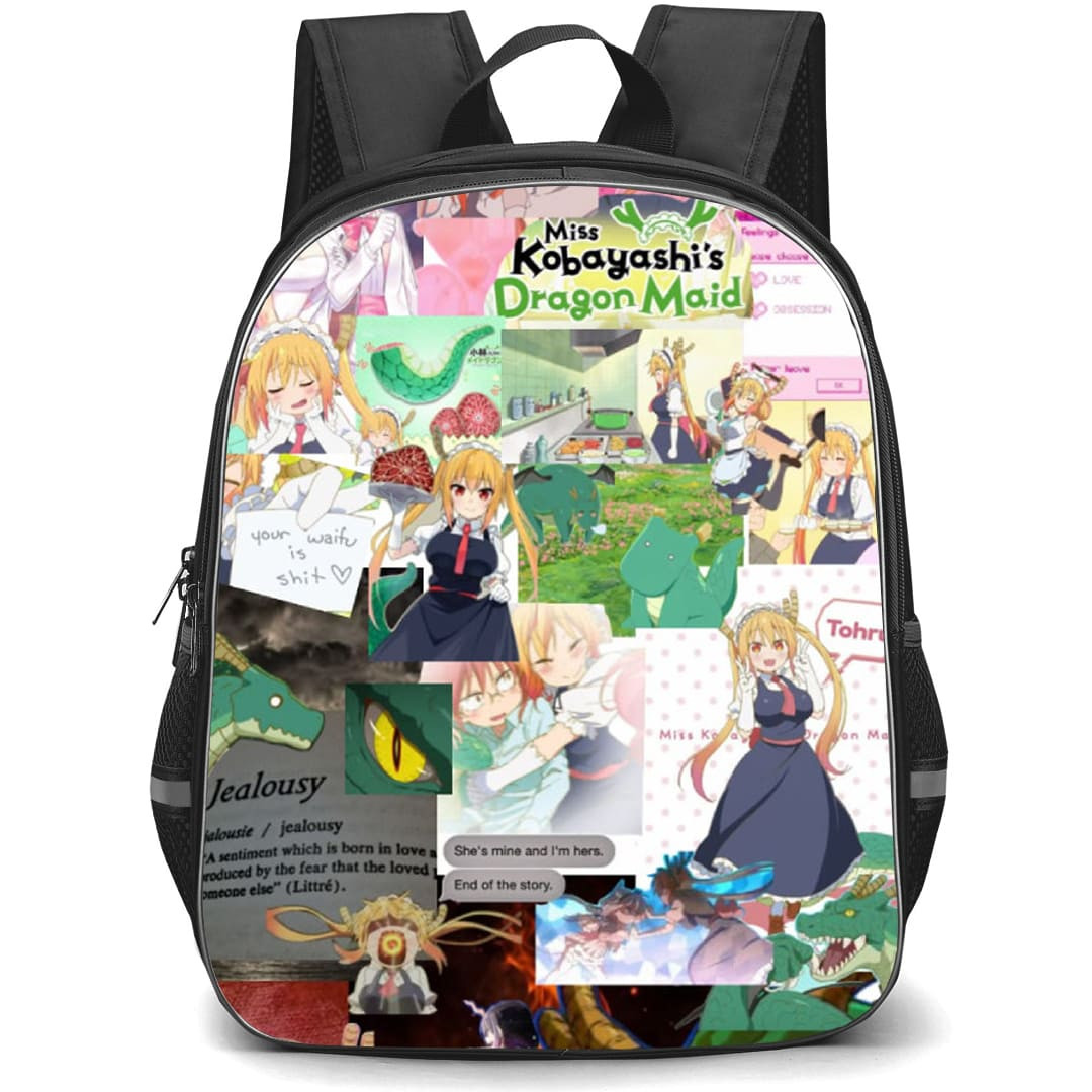 Miss Kobayashi's Dragon Maid Tohru Backpack School Bag StudentPack - Tohru Phrase Series Collage Poster