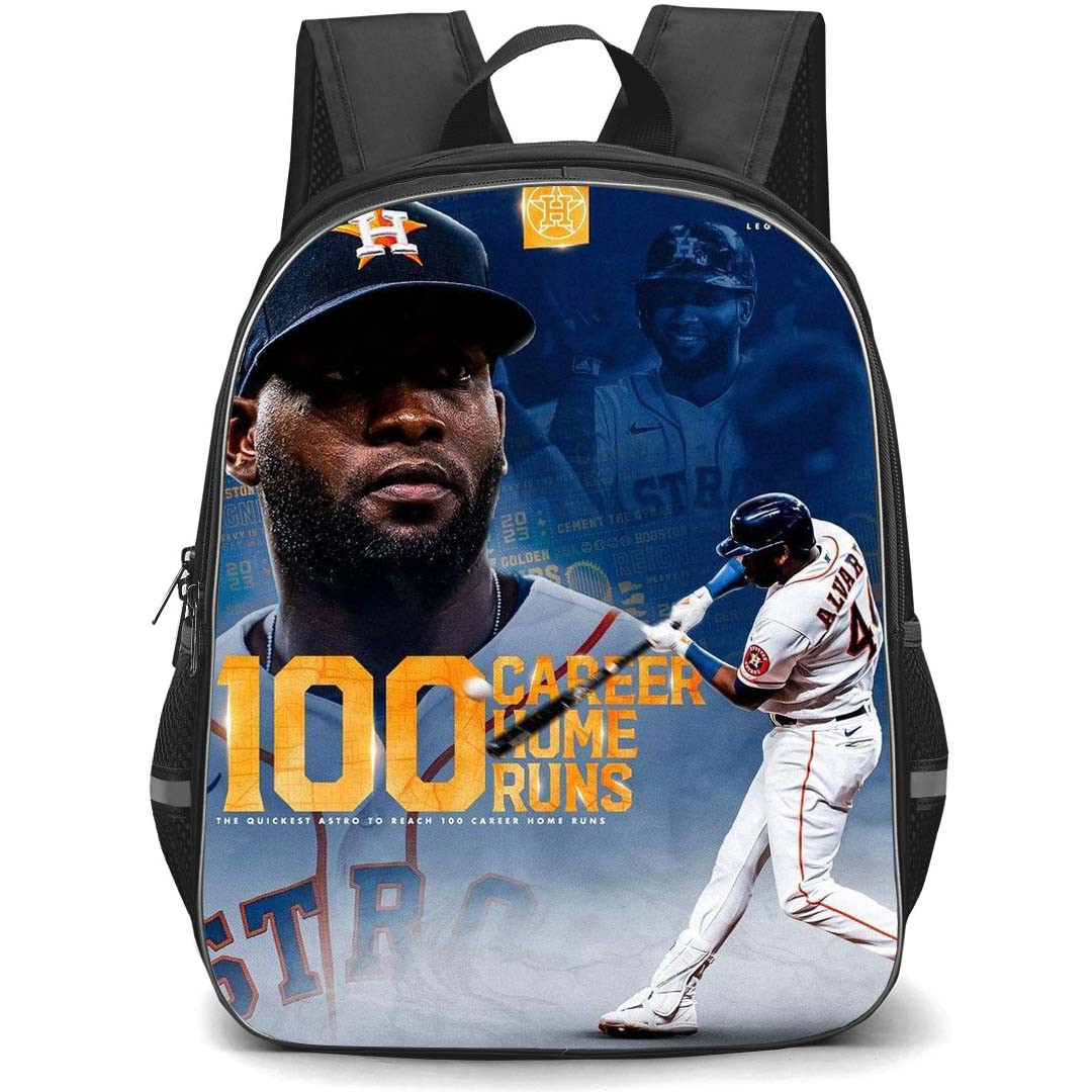 MLB Yordan Alvarez Backpack StudentPack - Yordan Alvarez Houston Astros 100 Career Home Runs Poster