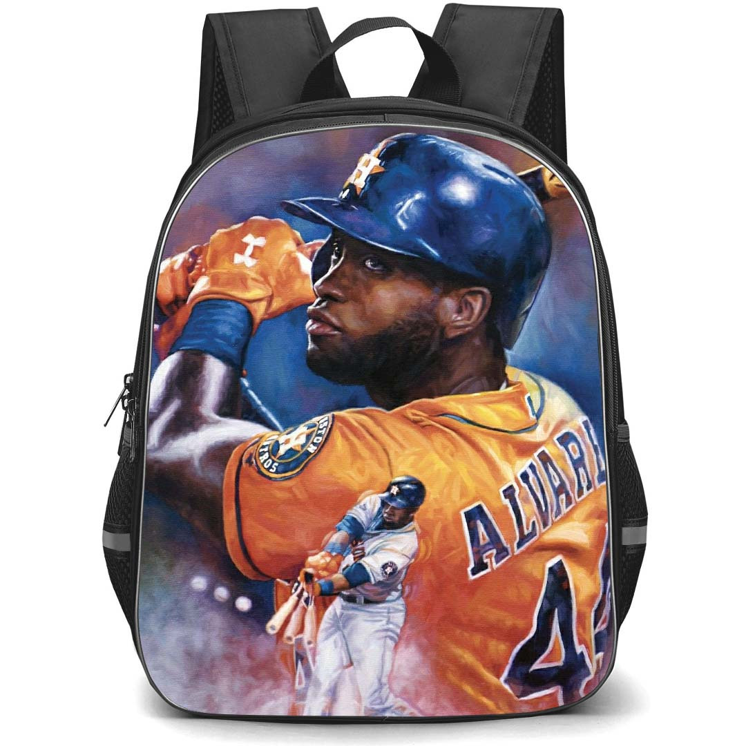 MLB Yordan Alvarez Backpack StudentPack - Yordan Alvarez Houston Astros Side Portrait Illustration Art