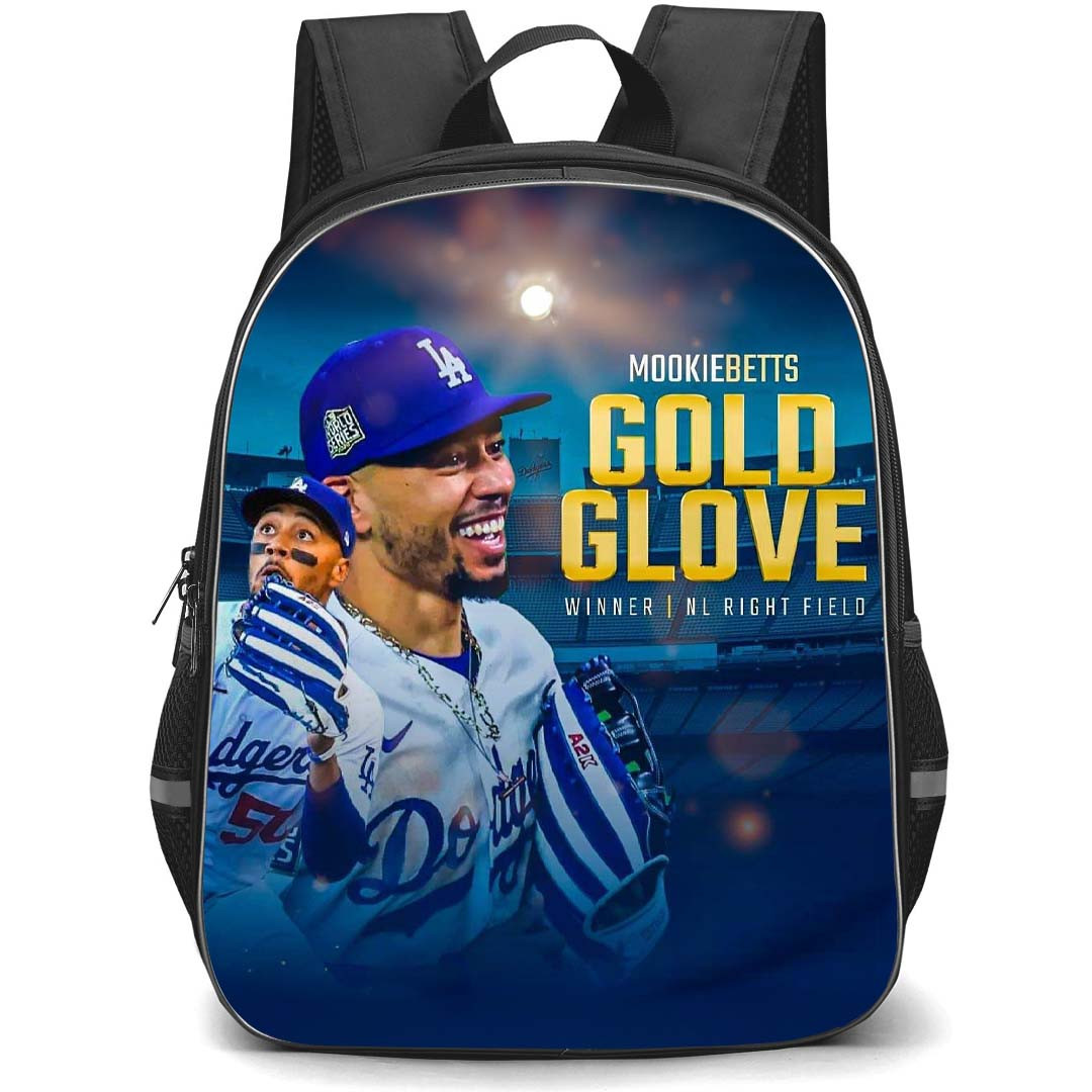 MLB Mookie Betts Backpack StudentPack - Mookie Betts Los Angeles Dodgers Golden Glove Winner Poster