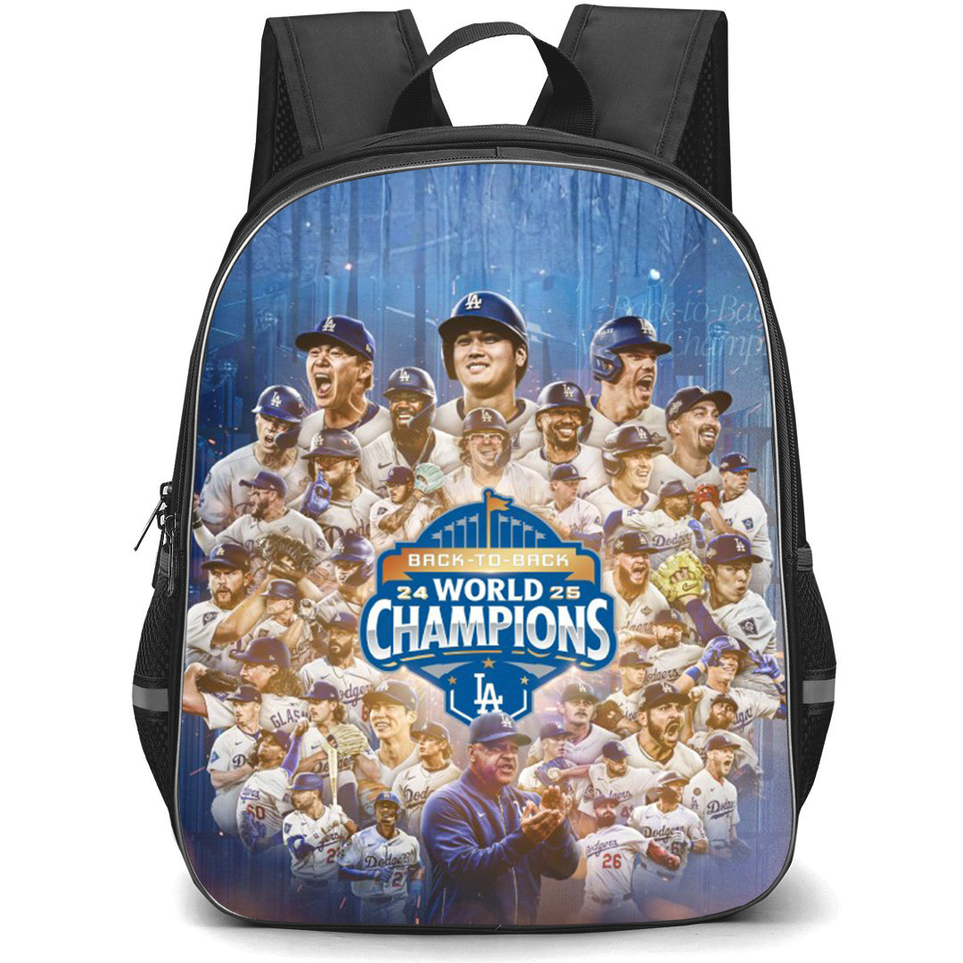 MLB Los Angeles Dodgers 2025 Champ Backpack School Bag StudentPack - Back To Back Champion Poster