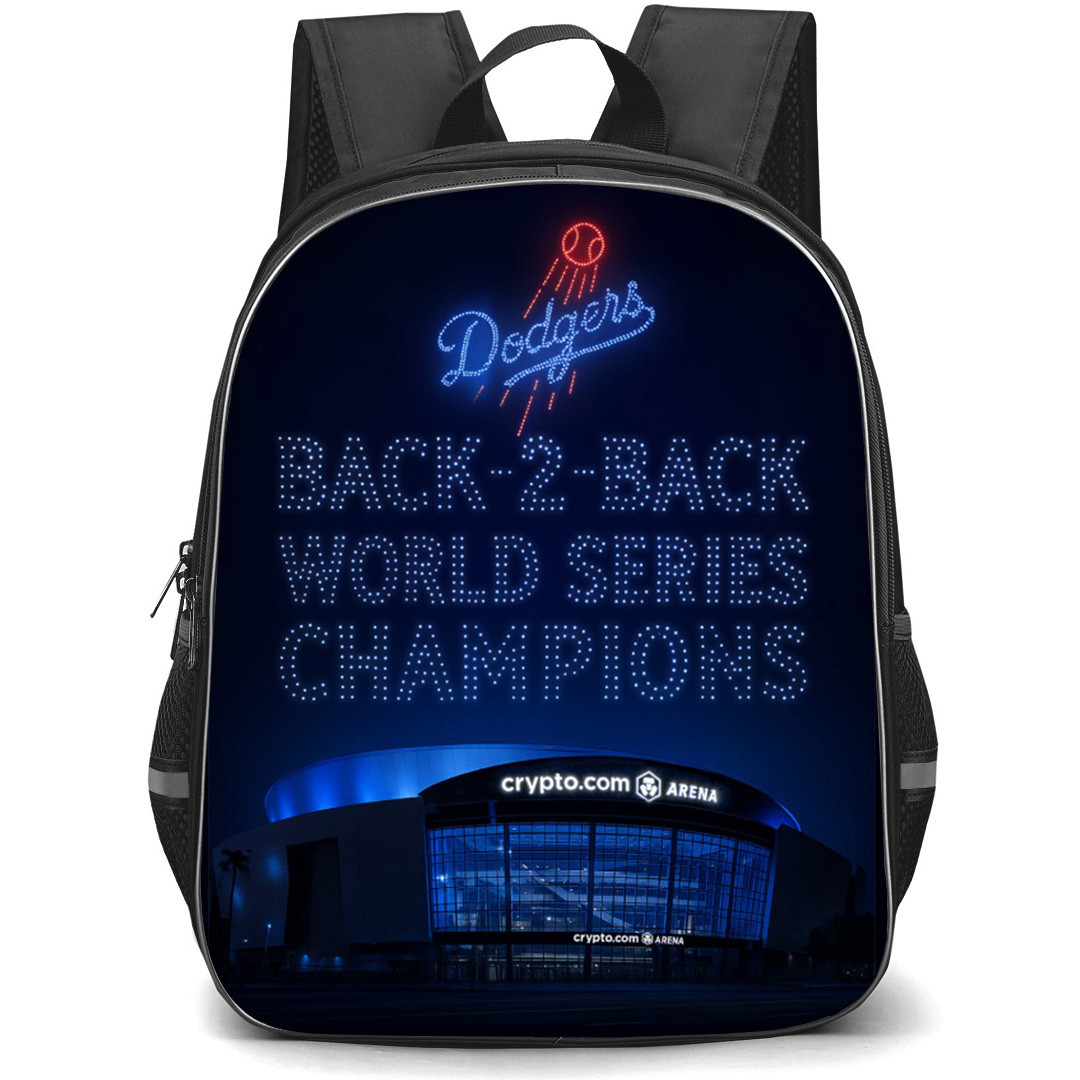 MLB Los Angeles Dodgers 2025 Champ Backpack School Bag StudentPack - Back To Back Champion Drone Art
