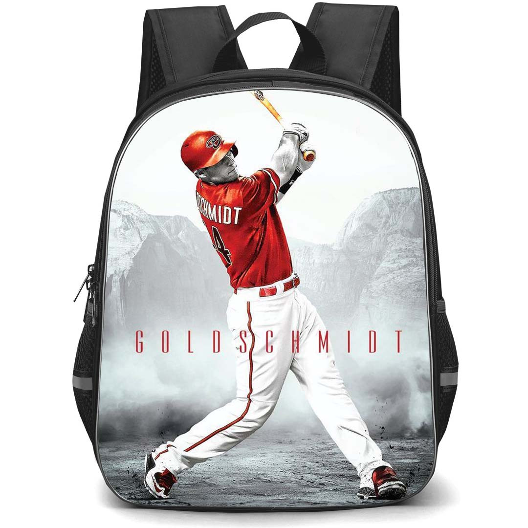 MLB Paul Goldschmidt Backpack StudentPack - Paul Goldschmidt St. Louis Cardinals Hitting Posture On Moutain Background