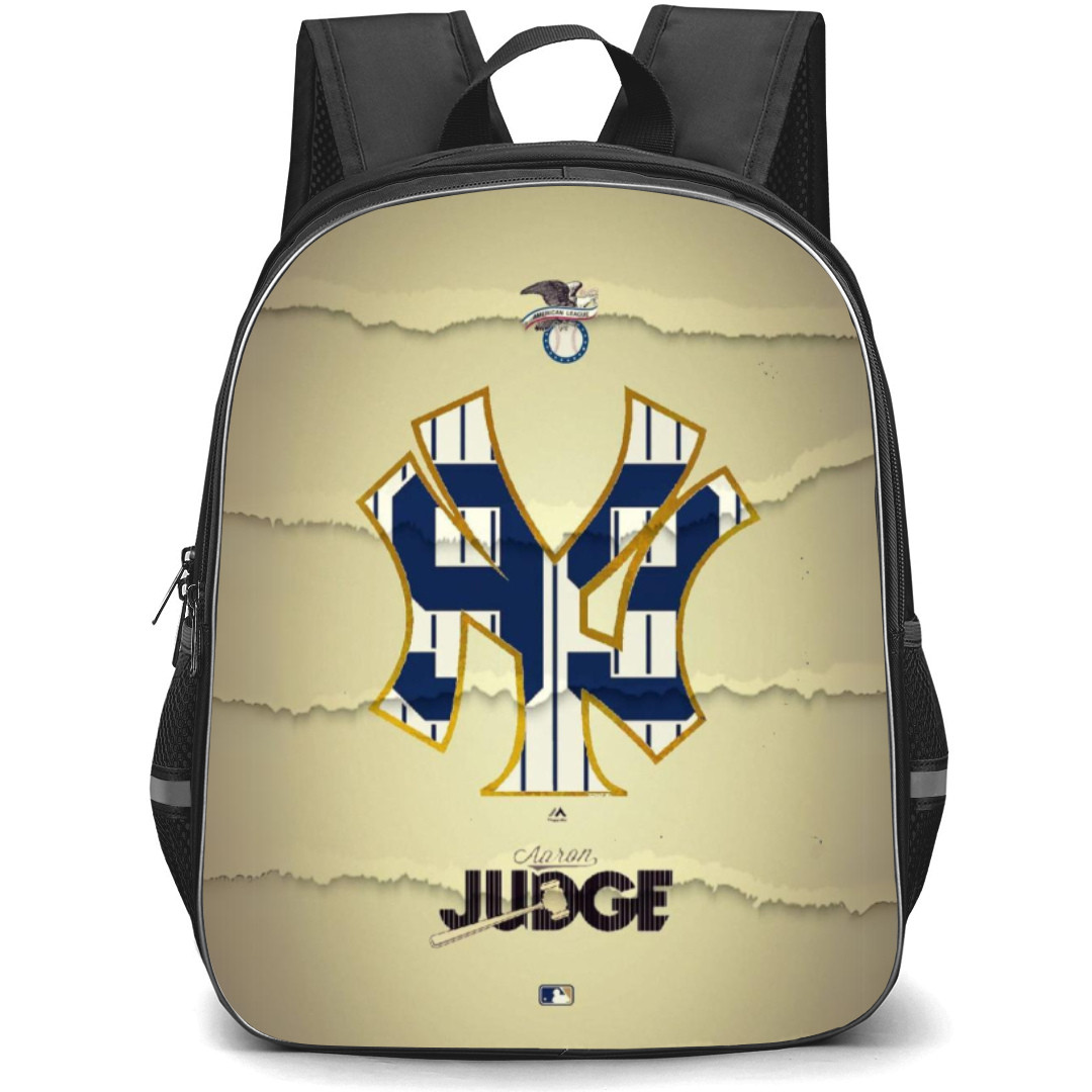 MLB Aaron Judge Backpack Student Pack - Aaron Judge Logo American Eagle On Ripped Paper Background