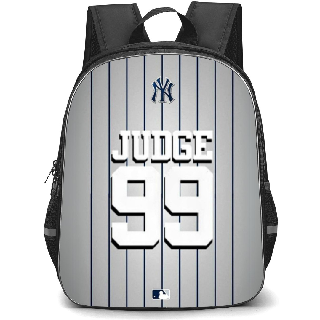 MLB Aaron Judge Backpack Student Pack - Aaron Judge Logo On Gray And Blue Stripe Background