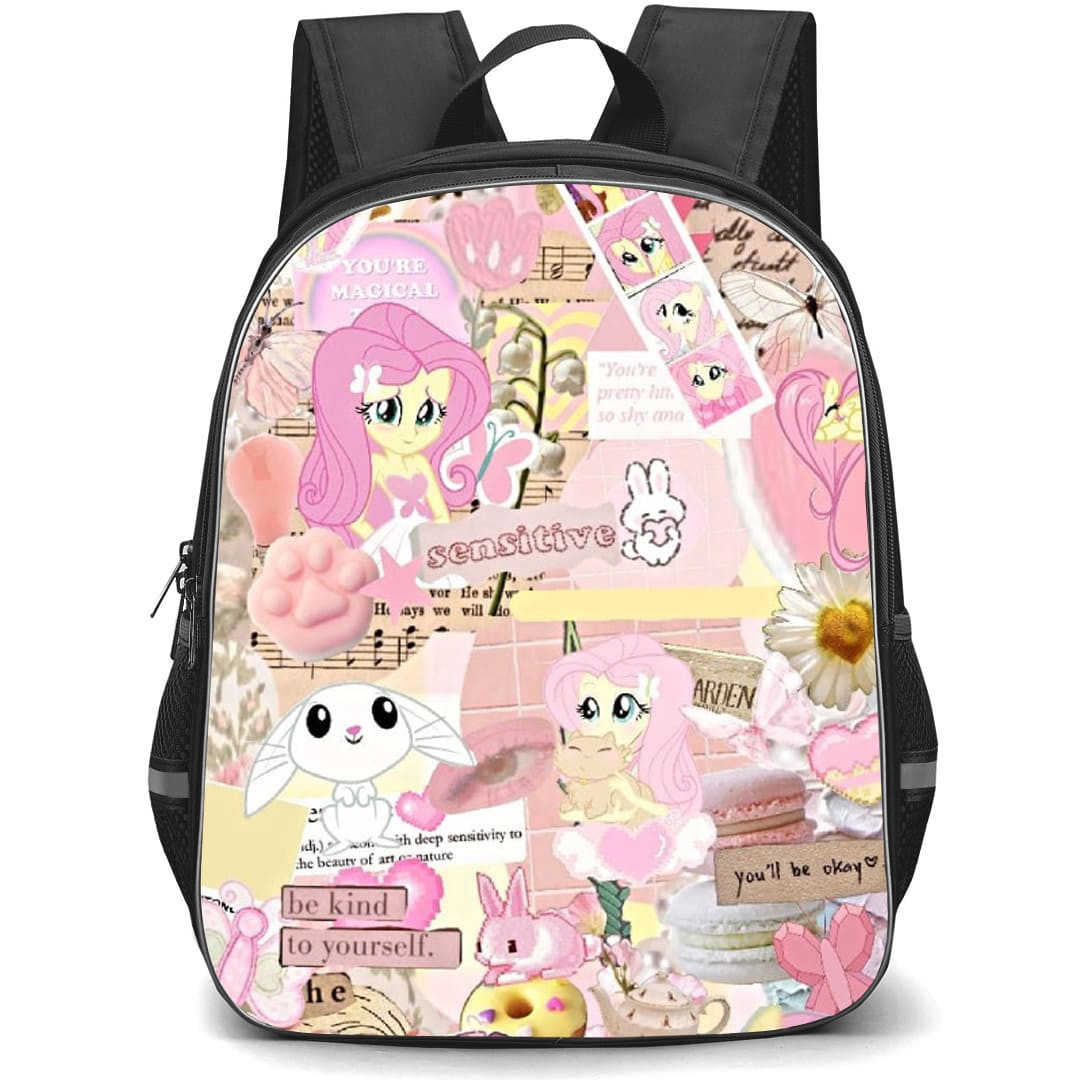 My Little Pony Fluttershy Backpack School Bag StudentPack - Fluttershy Phrase Portrait Collage Poster