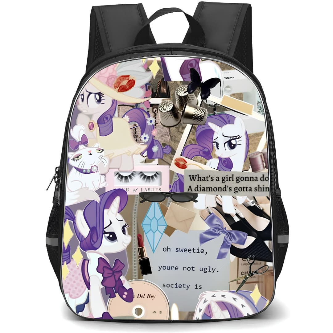 My Little Pony Rarity Backpack School Bag StudentPack - Rarity Phrase Aesthetic Collage