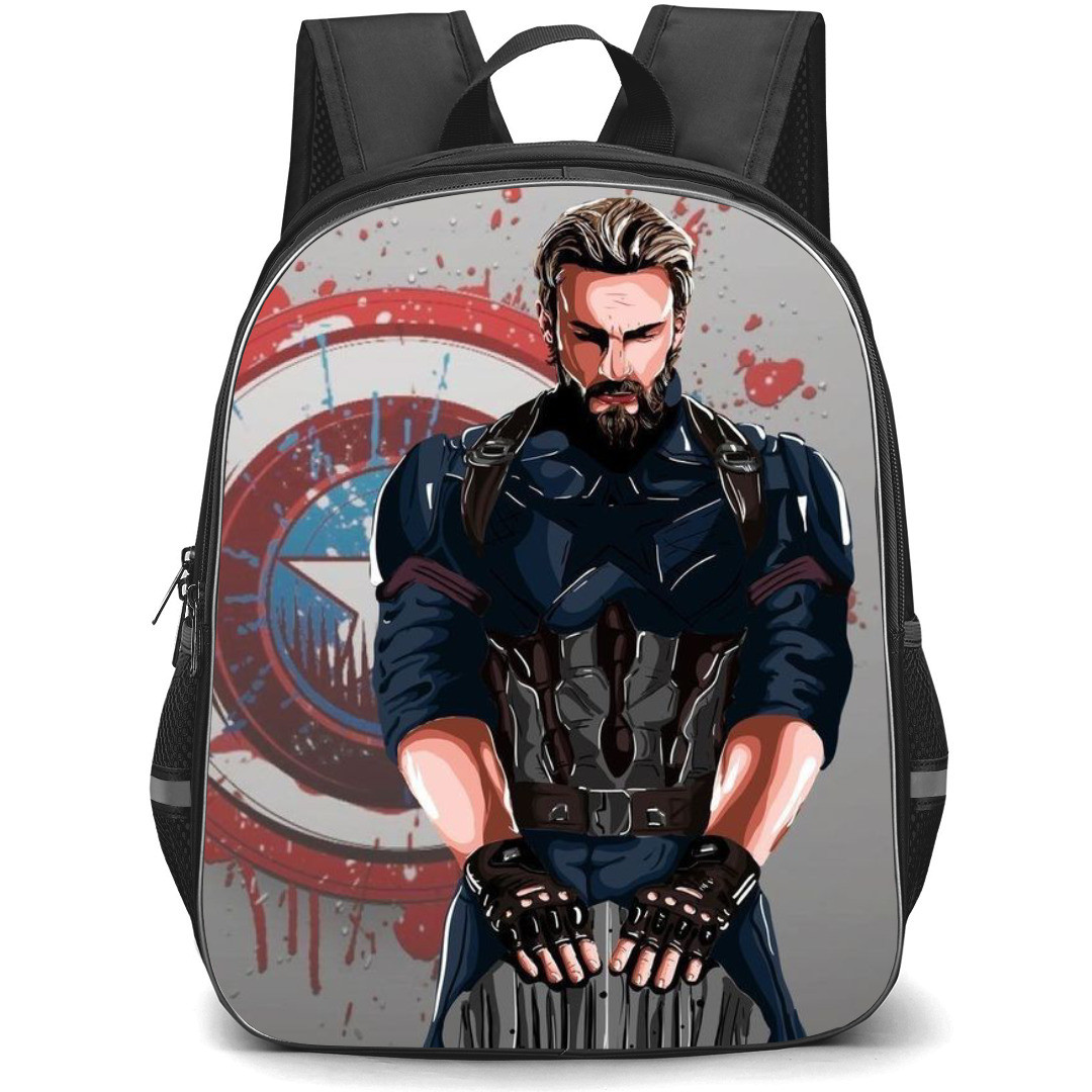 Marvel Captain America Backpack StudentPack - Captain America - Avengers Infinity War Logo Illustration