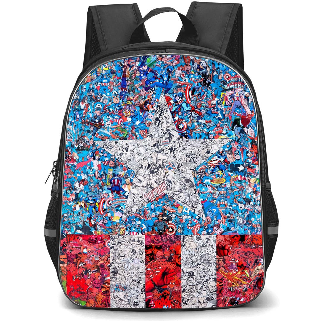 Marvel Captain America Backpack StudentPack - Captain America Comic Scene Collage