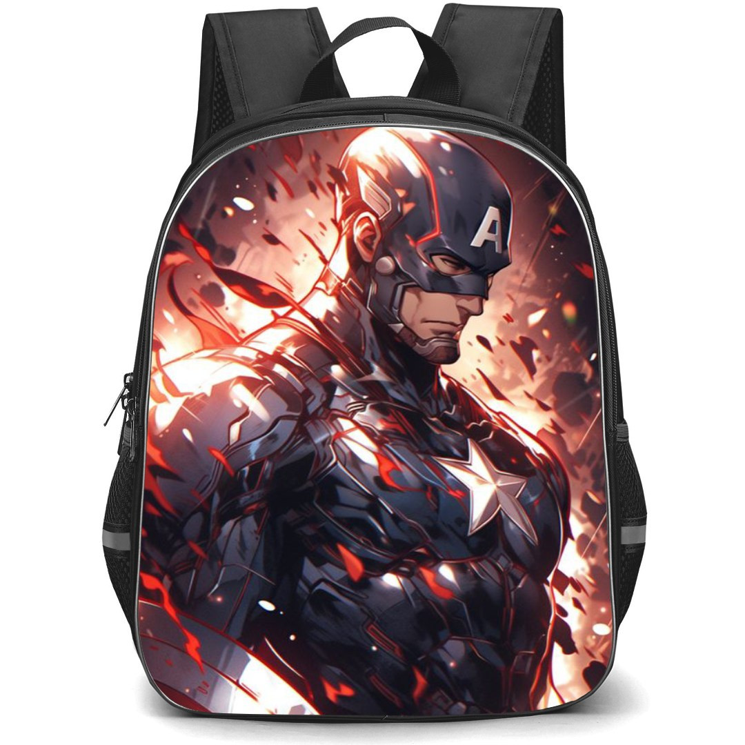 Marvel Captain America Backpack StudentPack - Captain America In Flames Side Portrait