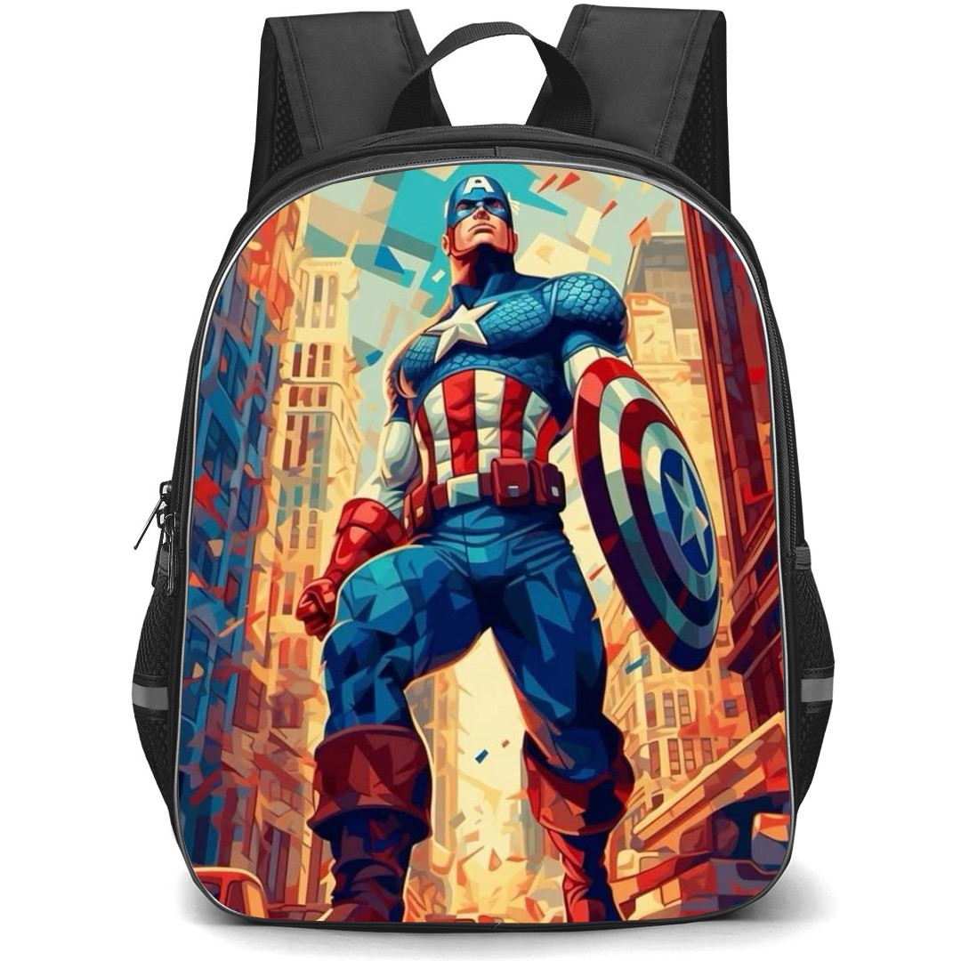 Marvel Captain America Backpack StudentPack - Captain America Looking Up Poster Art