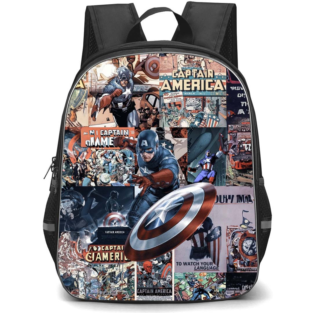 Marvel Captain America Backpack StudentPack - Captain America Movie Comic Collage