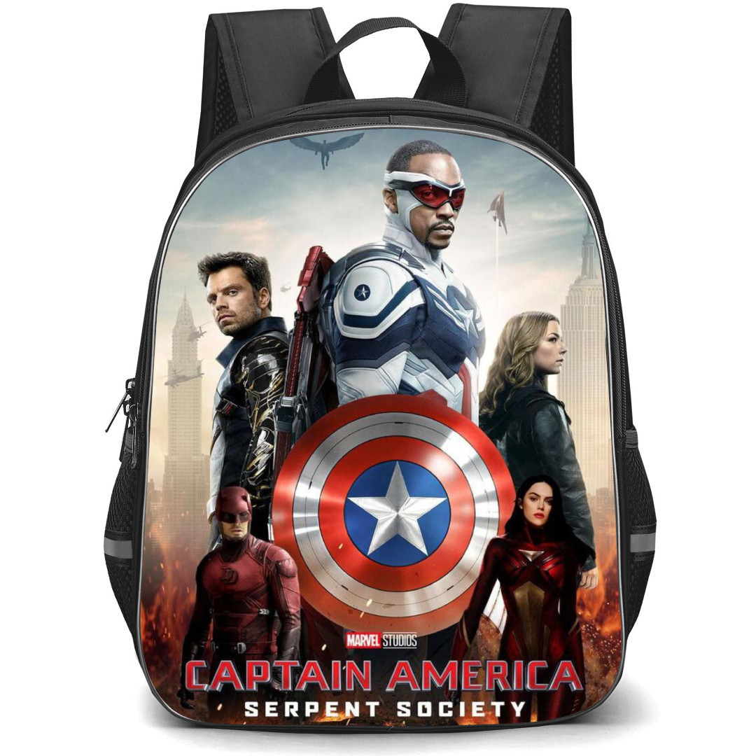 Captain America Backpack StudentPack - Characters Poster Burning City Background