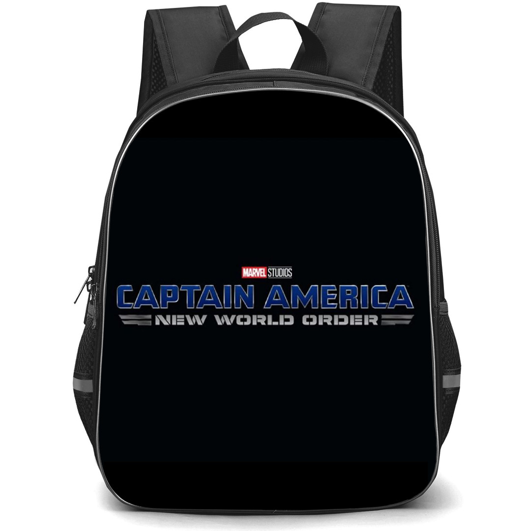Captain America Backpack StudentPack - Captain America Text Art Navy Blue Background