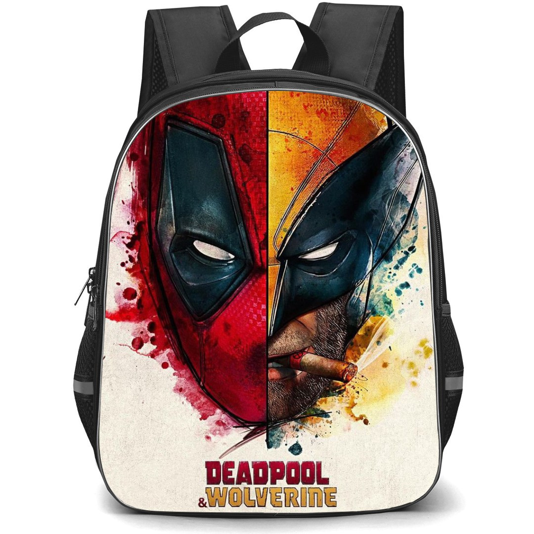 Deadpool & Wolverine Backpack StudentPack - Watercolor Half Face Poster Art