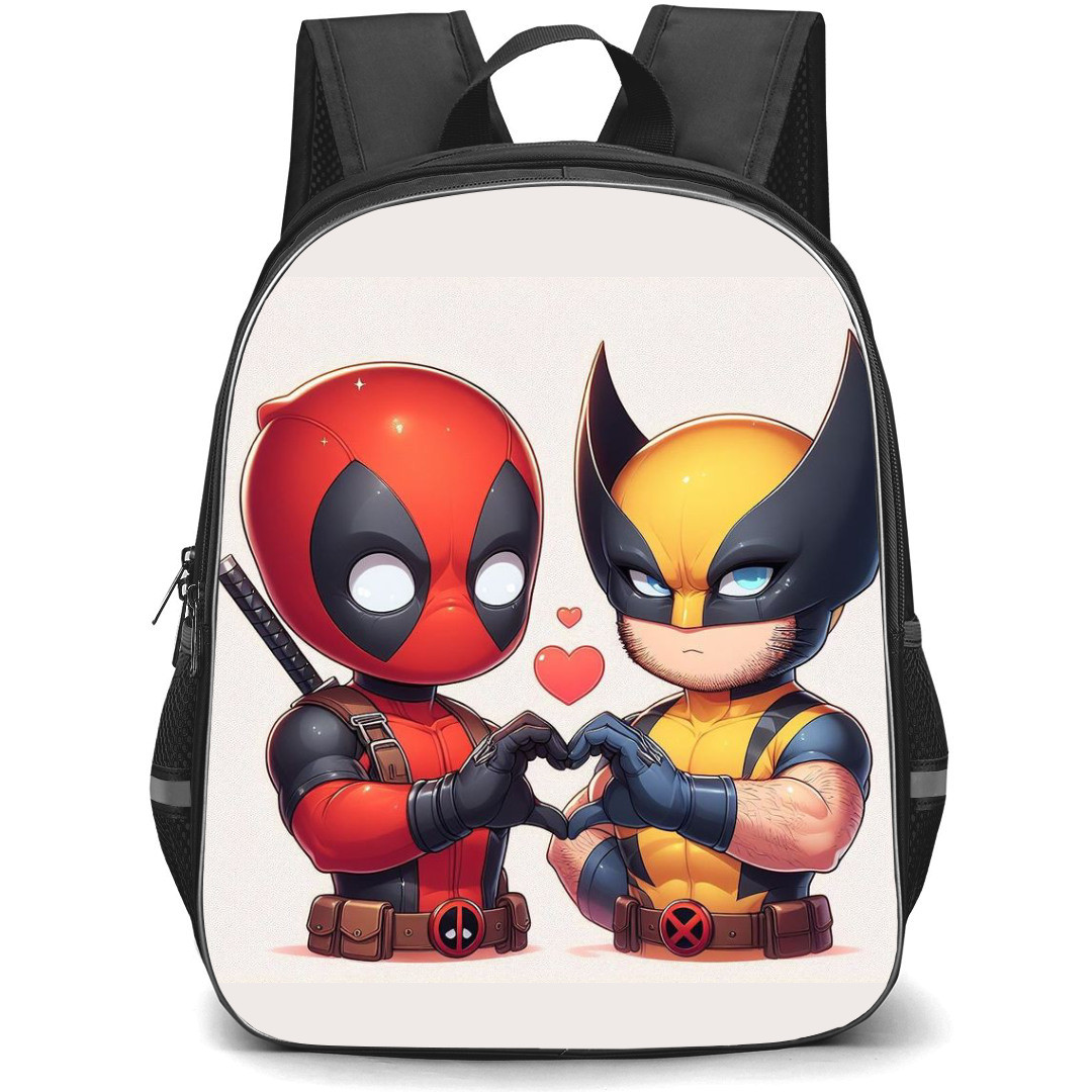 Deadpool & Wolverine Backpack StudentPack - Heart Posing Chibi Art