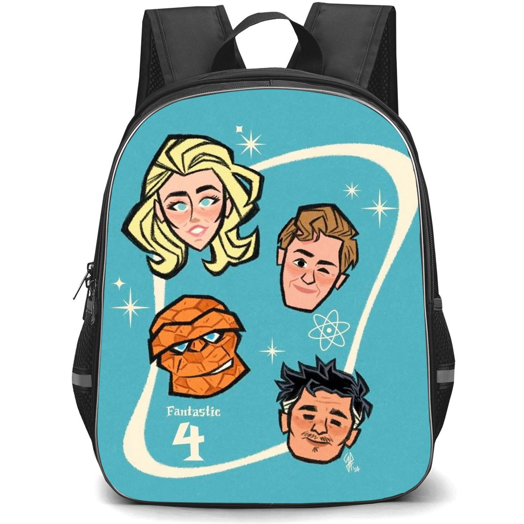 The Fantastic Four Backpack StudentPack - The Fantastic Four Cartoon Art Avatar On Sky Blue Background