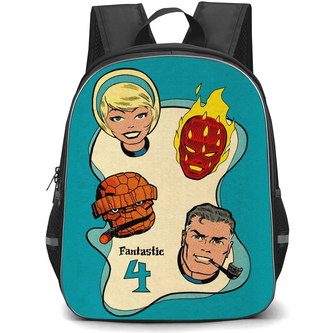 The Fantastic Four Backpack StudentPack - The Fantastic Four Cartoon Art Retro Avatar On Background