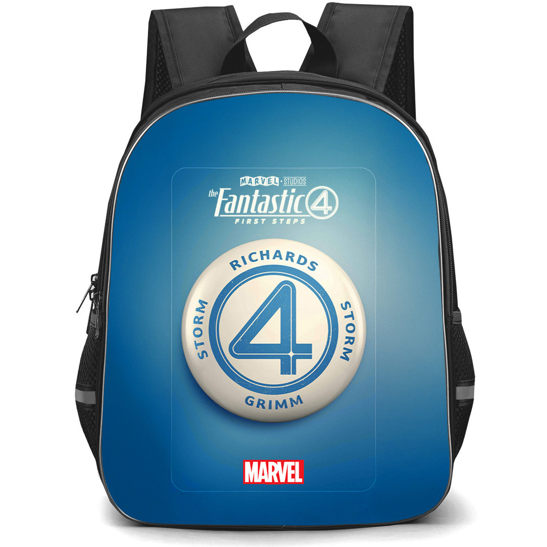 The Fantastic Four Backpack School Bag StudentPack - The Fantastic Four First Steps In 2025 White Badge Blue Background