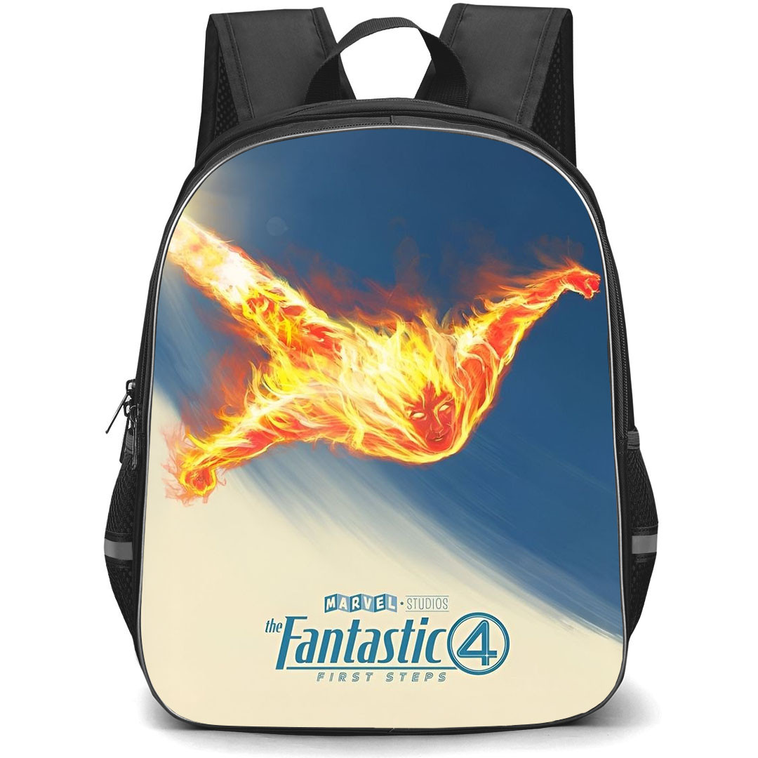 The Fantastic Four First Steps Human Torch Backpack StudentPack - Human Torch Flying On Sky Poster