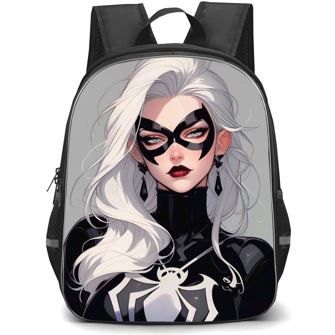 Black Cat Felicia Hardy Backpack StudentPack - Black Cat Felicia Hardy Cartoon Art Portrait Gray Background