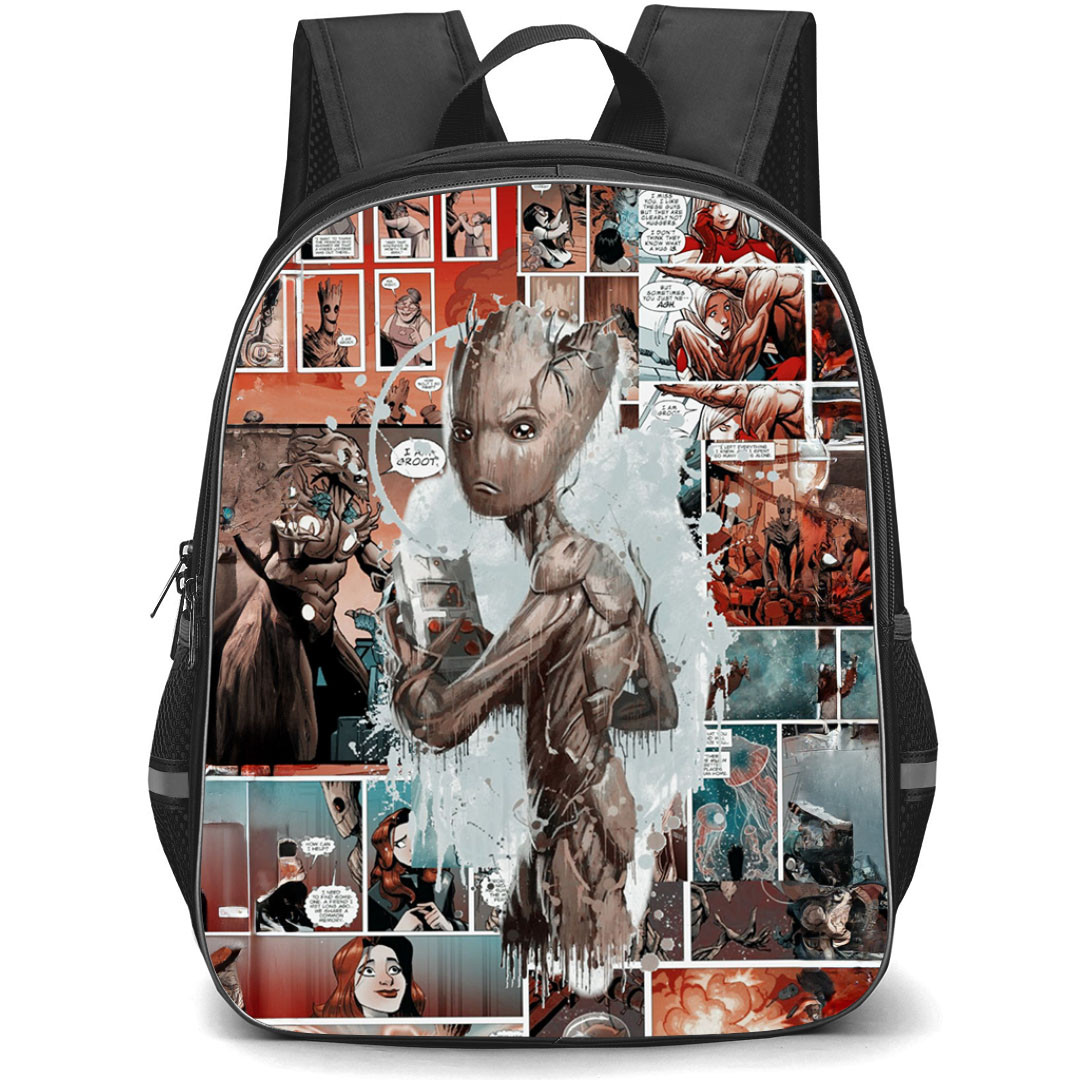 Guardian Of The Galaxy Groot Backpack StudentPack - Groot On Comic Background
