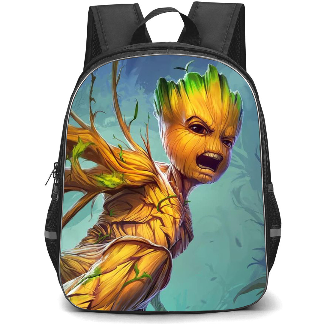 Marvel Guardians Of The Galaxy Baby Groot Backpack StudentPack - Groot Young Groot Shouting Illustration On Aqua Background