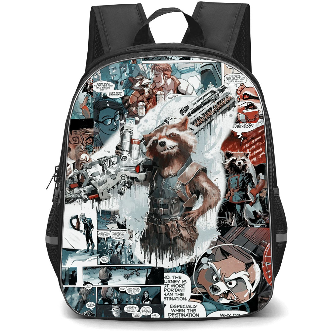 Guardian Of The Galaxy Rocket Backpack StudentPack - Rocket On Comic Background