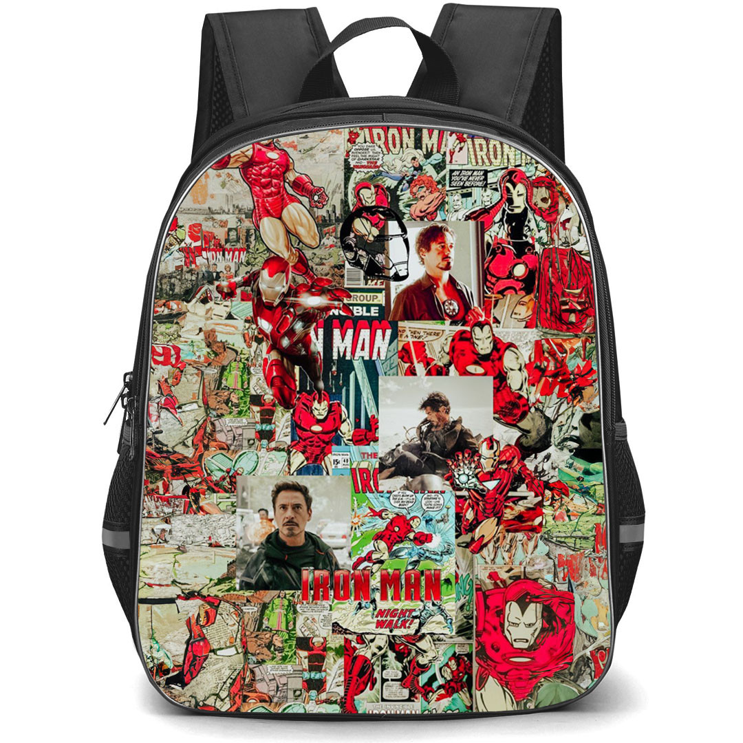 Marvel Iron Man Backpack StudentPack - Iron Man Movie Comic Collage