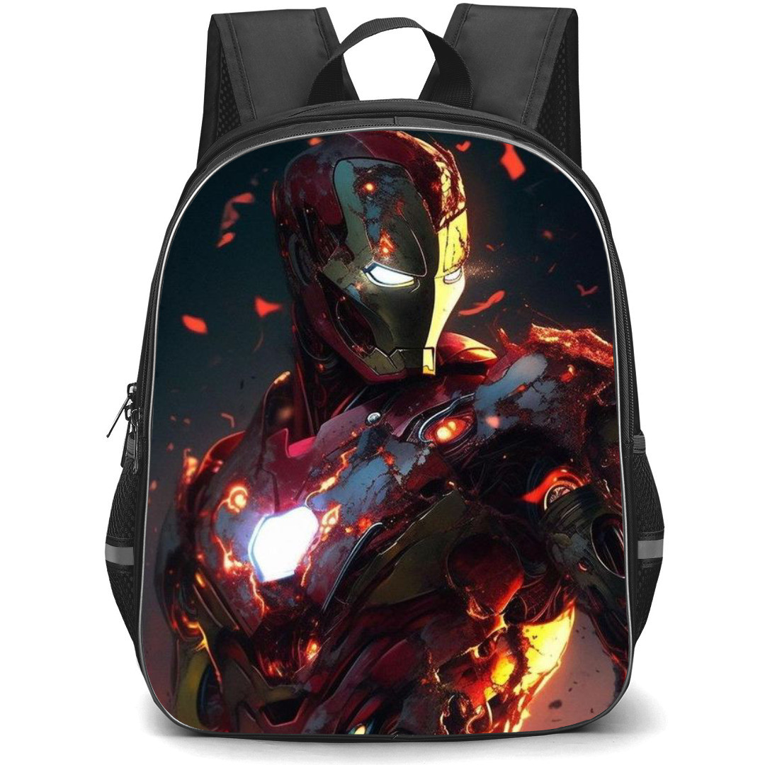 Marvel Iron Man Backpack StudentPack - Iron Man in Flames Side View