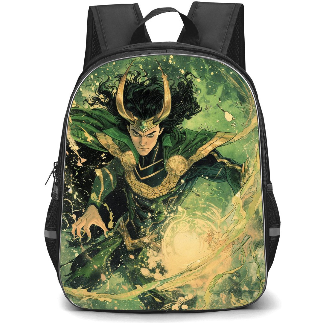 Marvel Loki Backpack StudentPack - Loki Casting Spell Yellow Green Illustration