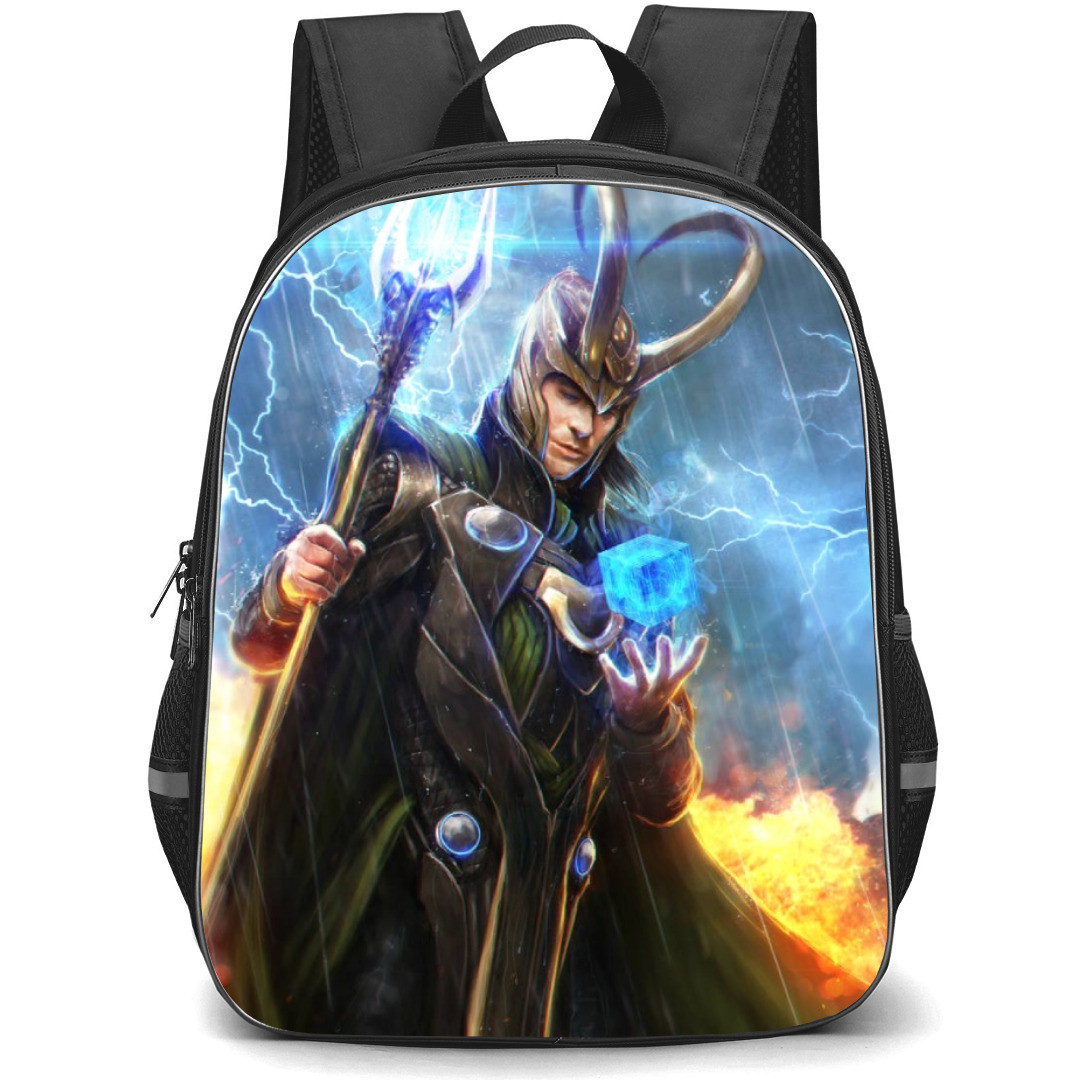 Marvel Loki Backpack StudentPack - Loki Holding Spell Cube with Lightning