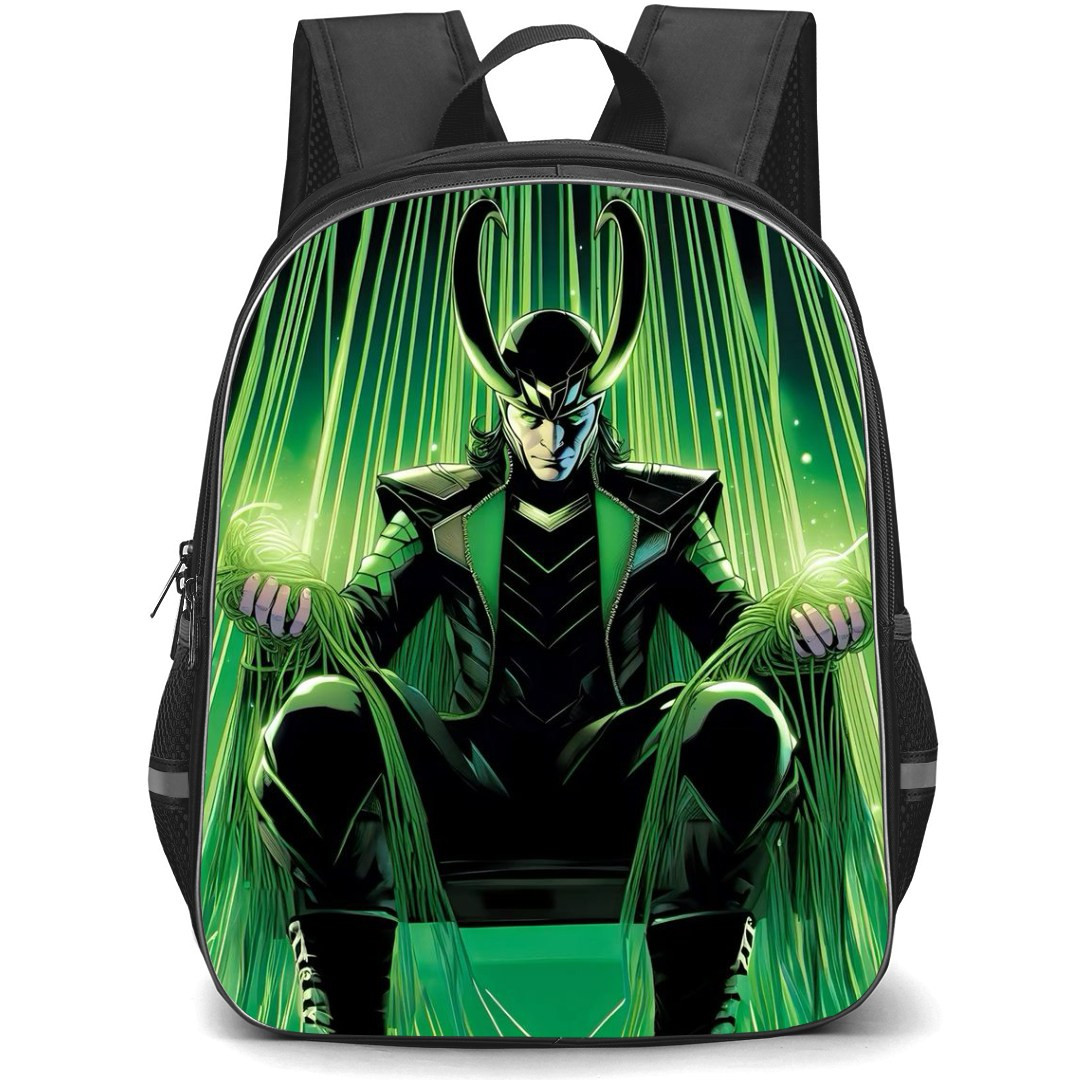 Marvel Loki Backpack StudentPack - Loki Sitting On The Throne Green Illustration