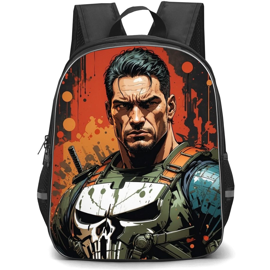Marvel Backpack StudentPack - Punisher Vector Art Portrait Orange Background