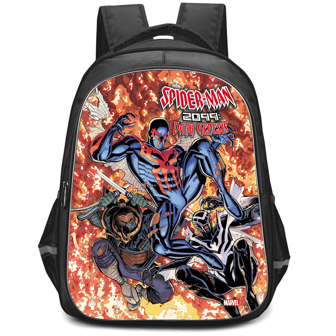 Spider Man Across The Spider Verse 2099 Spider-Man Backpack StudentPack - 2099 Spider-Man Dark Genesis Comic Book Art